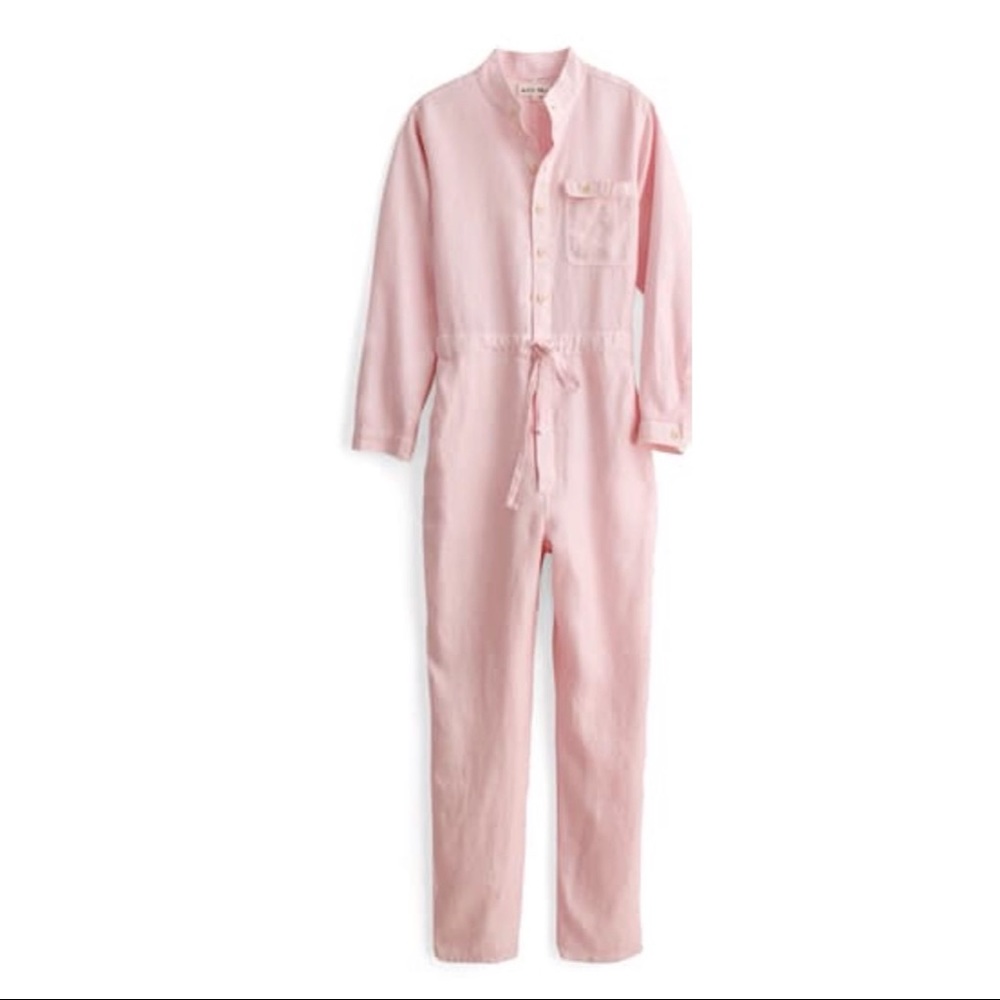 ALEX MILL Pink Tie Waist Linen Jumpsuit